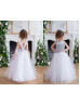 Silver Fish Scale Sequin Cross Back Flower Girl Dress